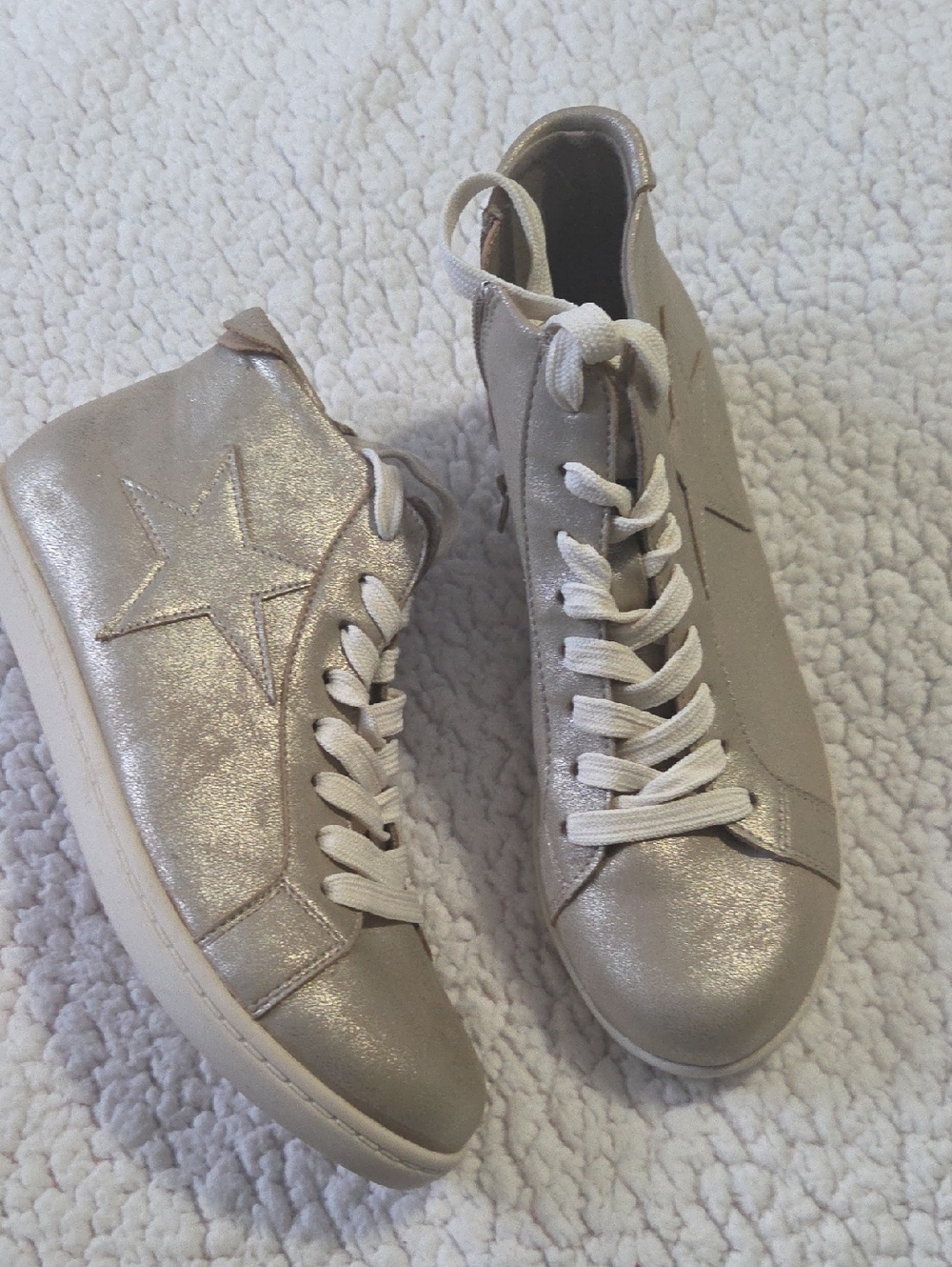 Womens Metallic High-Top Lace-Up Sneakers - Champagne American RAG 7.5